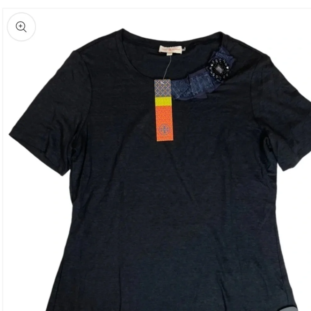 Tory Burch Marcella Top navy blue embellished